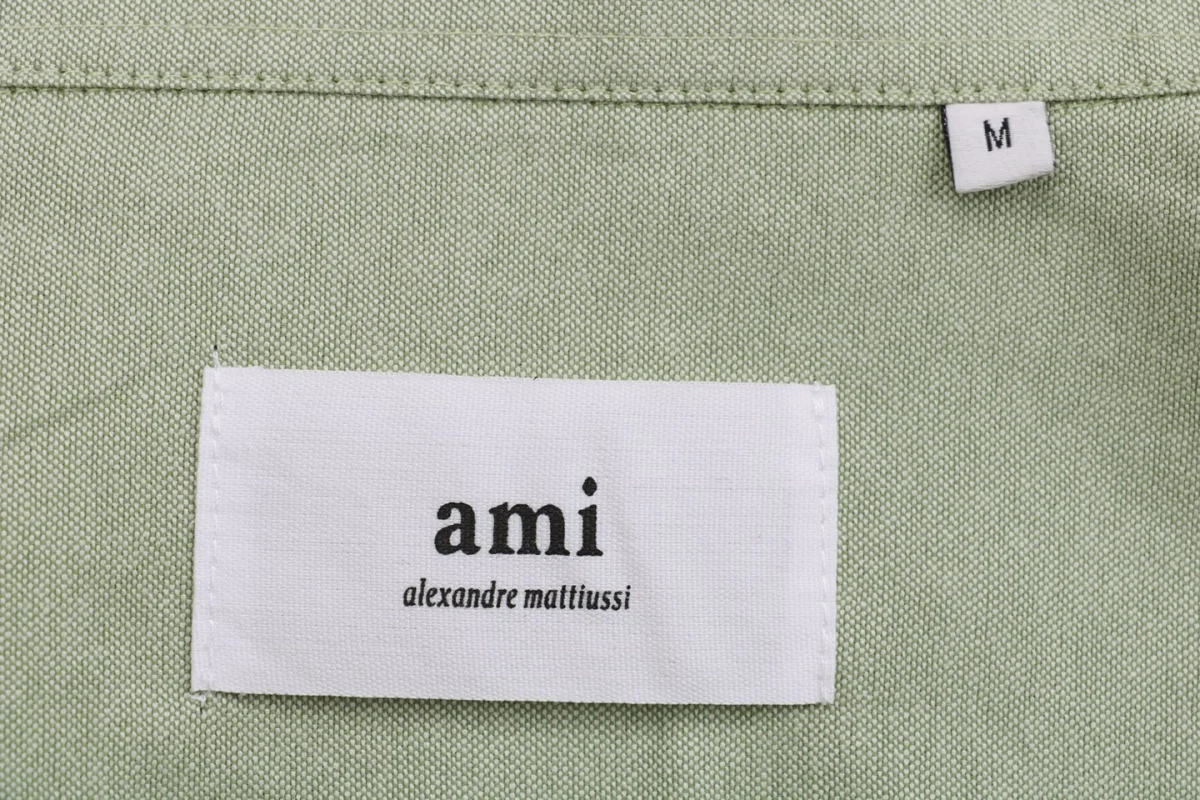 Ami Heart Logo Embroidered Shirt (Green/Purple/White)