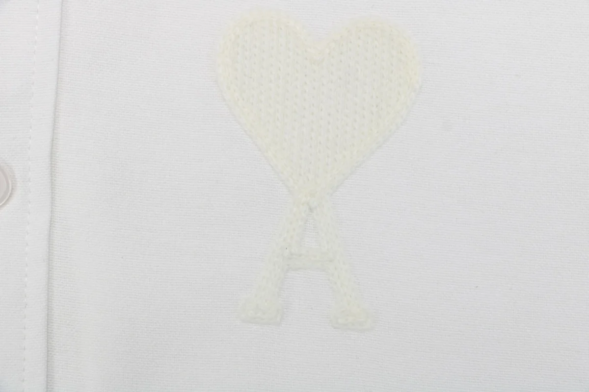Ami Heart Logo Embroidered Shirt (Green/Purple/White)