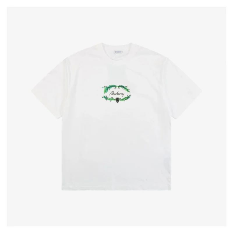 BBrry B-Letter Green Ring Embroidered Short-Sleeve T-Shirt White