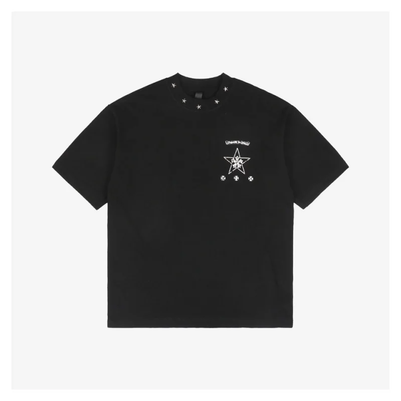 Chrome Hearts Distressed Sanskrit Star Print Short-Sleeve T-Shirt