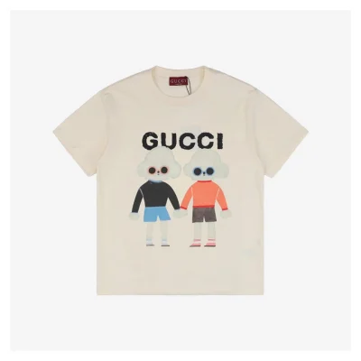 Couple Dog Graphic Print Short-Sleeve T-Shirt White