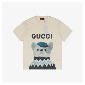 Gentleman Dog Graphic Print Short-Sleeve T-Shirt White