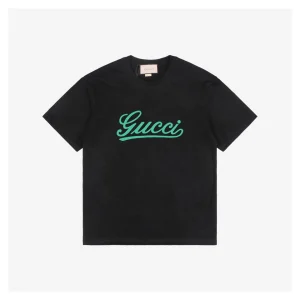 Green Signature G-Letter Embroidered Short-Sleeve T-Shirt Black