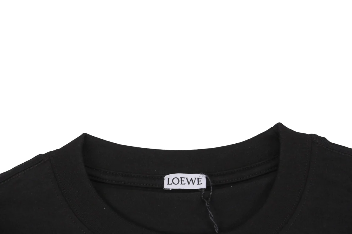 L Hand-Drawn Graffiti Flower Logo Print T-Shirt (Black/White)