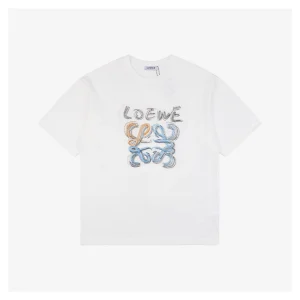 Hand-Drawn Graffiti Flower Logo Print Short-Sleeve T-Shirt White