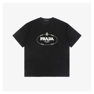 PD Badge Lettering Terry Embroidered Short-Sleeve T-Shirt Black
