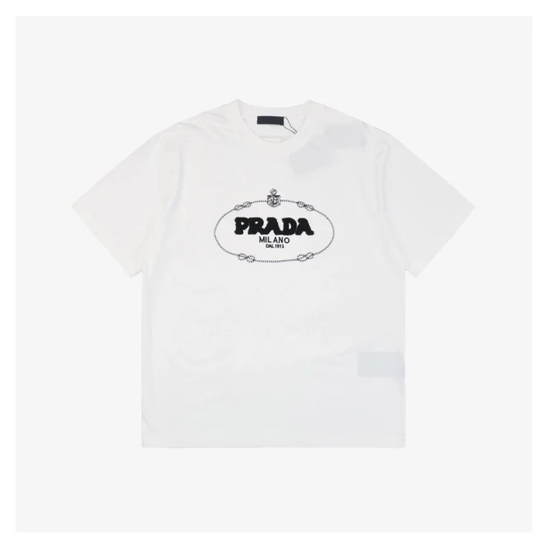 PD Badge Lettering Terry Embroidered Short-Sleeve T-Shirt White