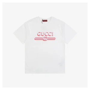 Pink & Blue G-Letter Belt Print Short-Sleeve T-Shirt White