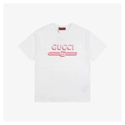 Pink & Blue G-Letter Belt Print Short-Sleeve T-Shirt White