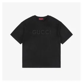 Subtle Pattern Single-Row G Letter Embroidered Short-Sleeve T-Shirt