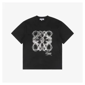 3D Sketch Flower Emblem Embroidery T-Shirt