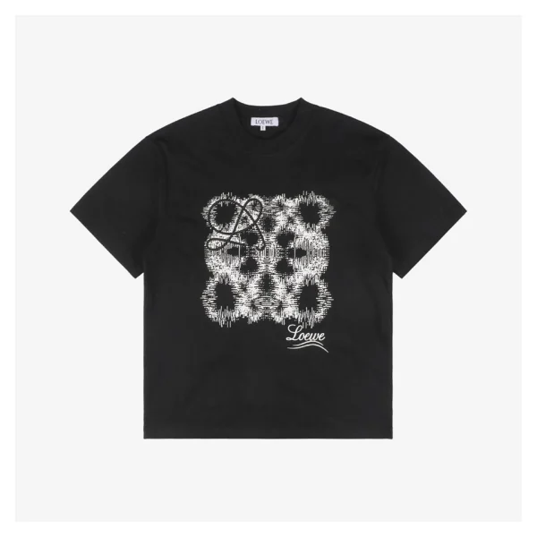 3D Sketch Flower Emblem Embroidery T-Shirt