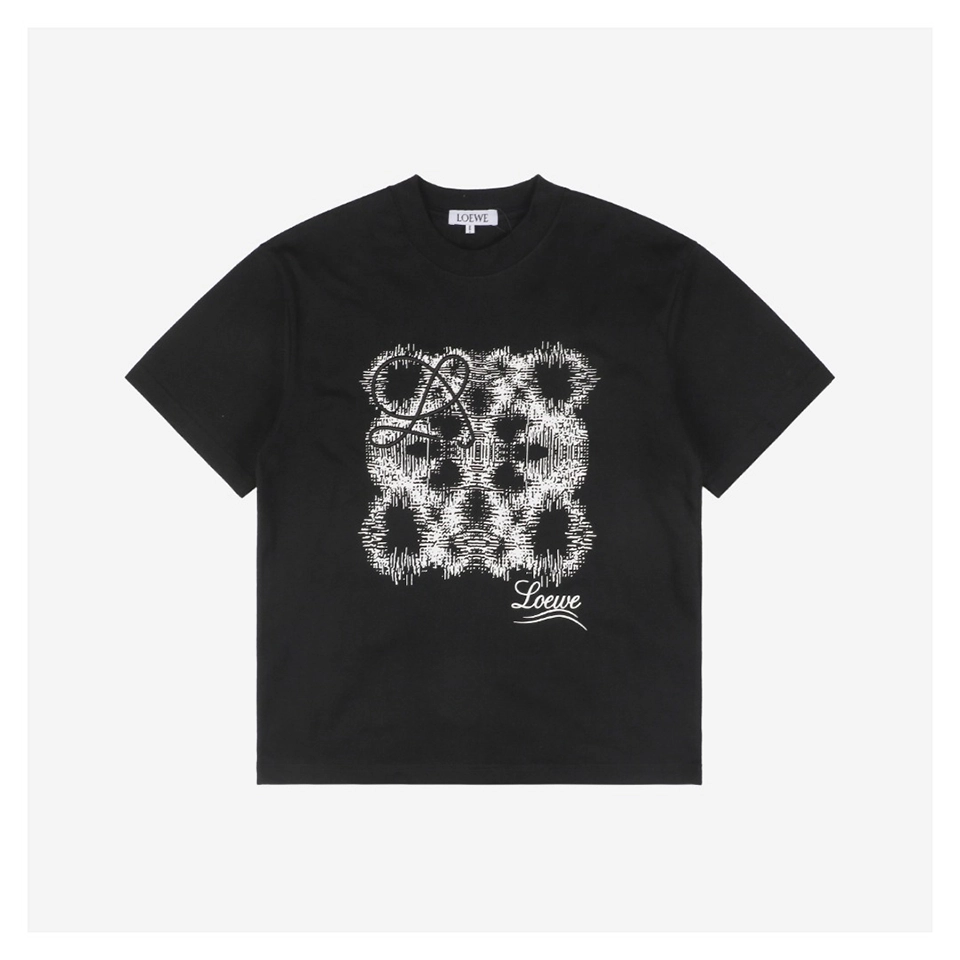 3D Sketch Flower Emblem Embroidery T-Shirt