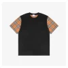 BBry Check-Panel Sleeve Patchwork T-Shirt