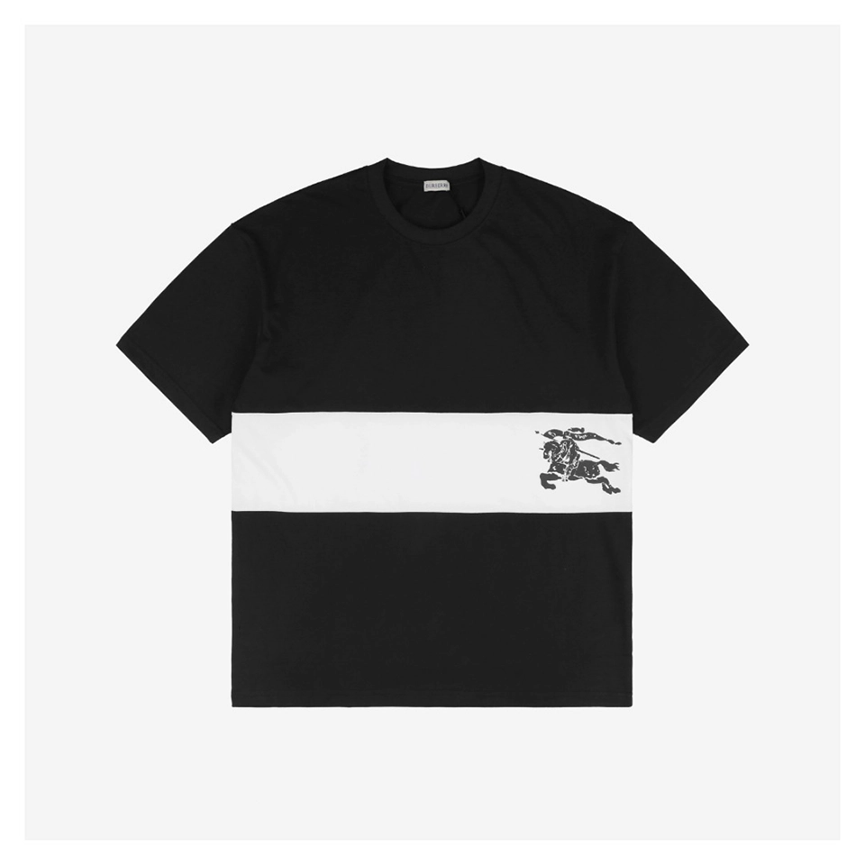 BBry Horizontal Stripe Equestrian Knight Print T-Shirt