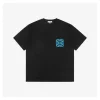Color-Block Flower Emblem Chenille Embroidery T-Shirt