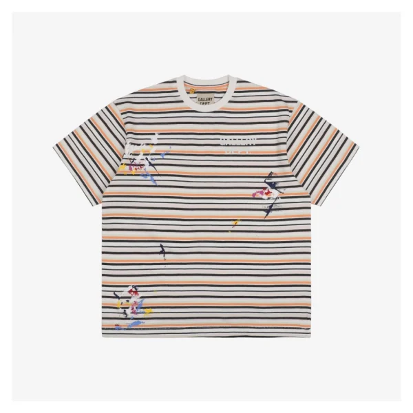 Gallery Dept Paint-Splatter Handwritten Letter Print Striped T-Shirt