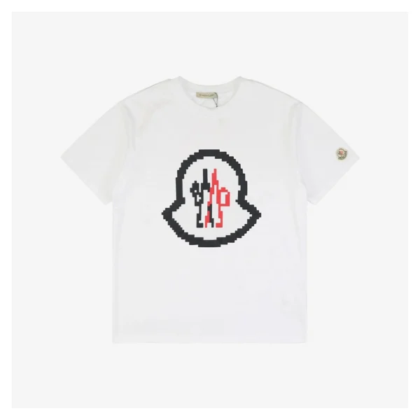 Mxxcler Pixel MK Large Logo Print T-Shirt White