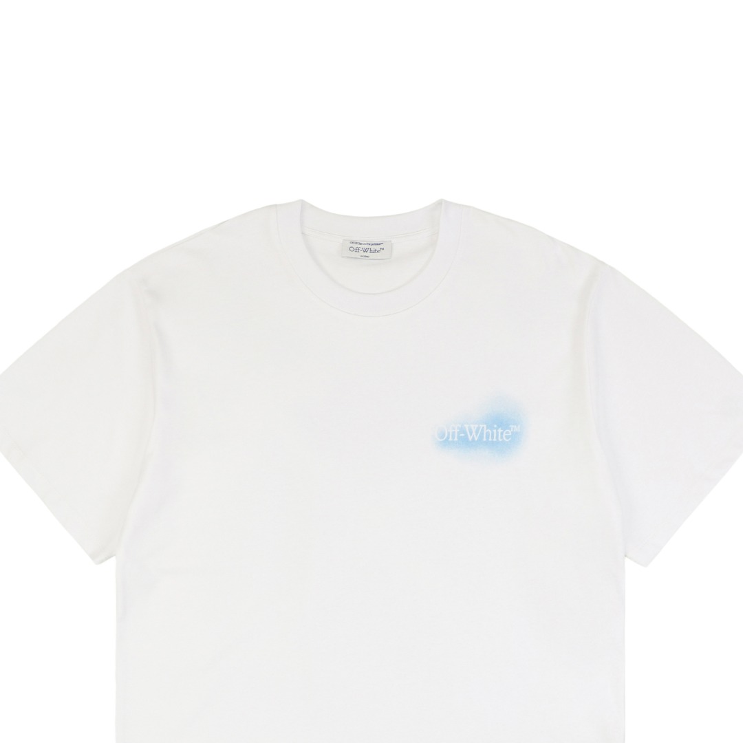 OFF WHITE Spray-Paint Arrow Graphic T-Shirt – White/Blue