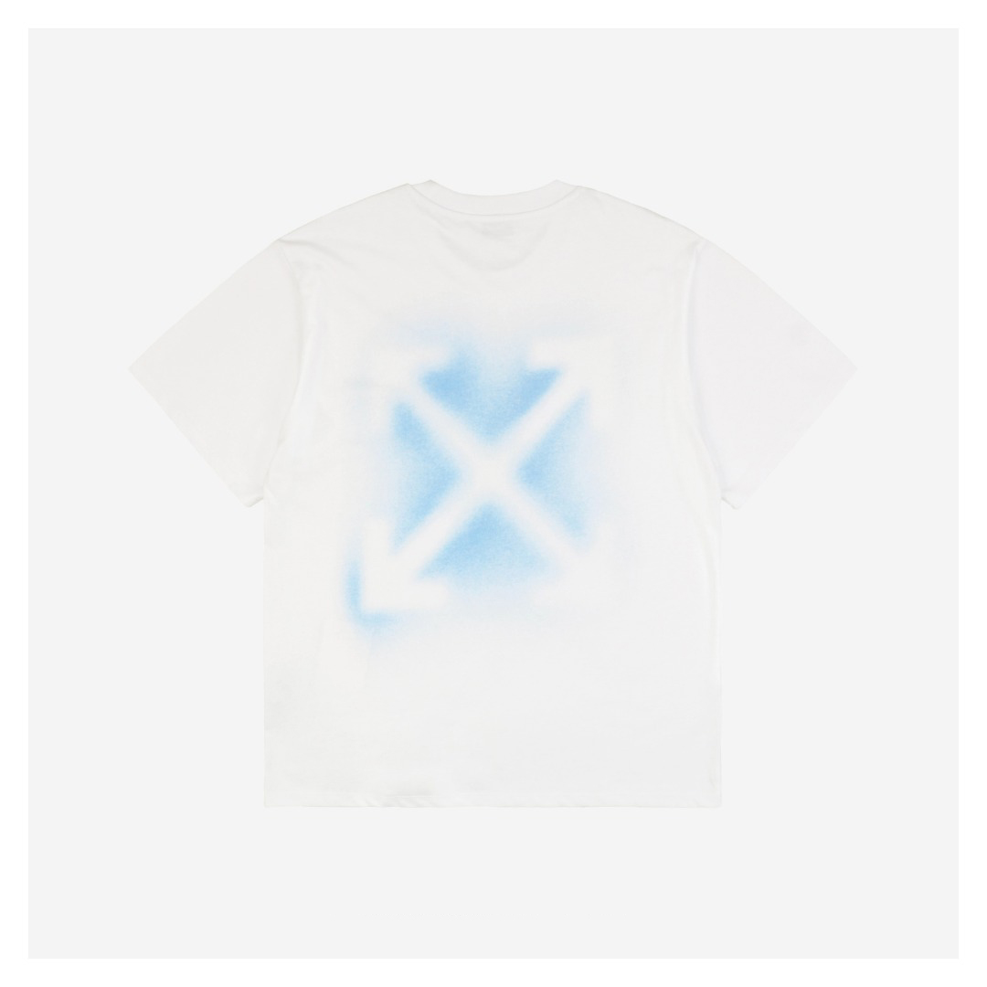 OFF WHITE Spray-Paint Arrow Graphic T-Shirt – White/Blue