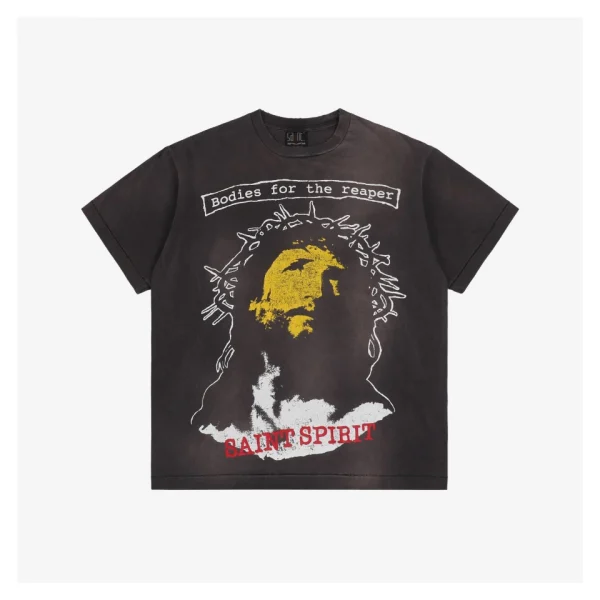 Saint Michael Jesus Hell & Angel Print T-Shirt