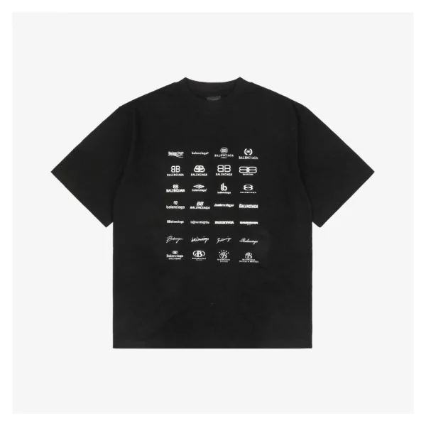 Balenciaga Multi-Logo Paris Print T-Shirt