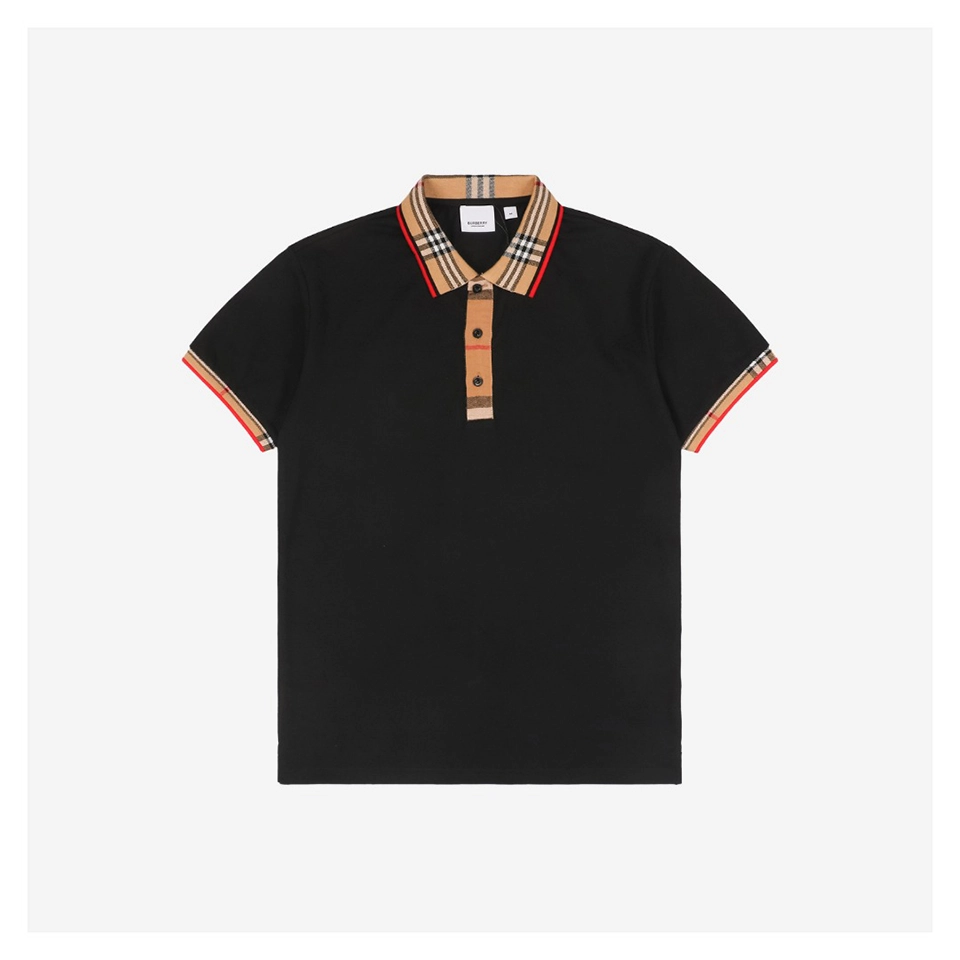 BBry Check Collar Piqué Polo Shirt