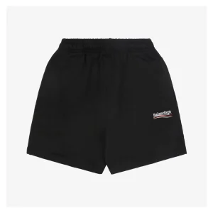 Balenciaga Cola Logo Embroidered Shorts Black