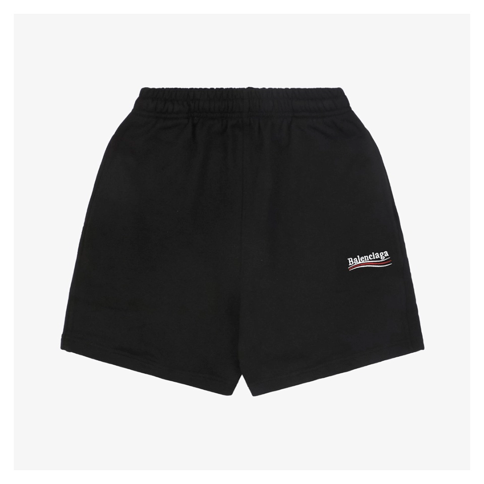 Balenciaga Cola Logo Embroidered Shorts Black