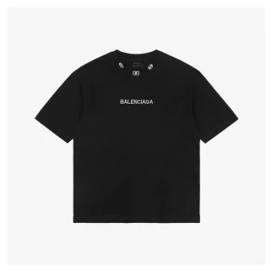 Balenciaga Double-B Neckline Embroidered T-Shirt