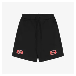 Balenciaga Dual-Ring Logo Distressed Cotton Shorts