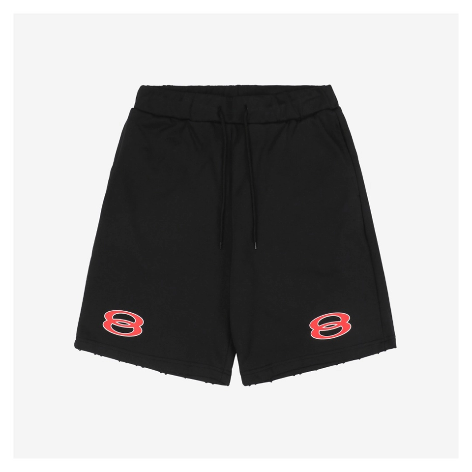 Balenciaga Dual-Ring Logo Distressed Cotton Shorts