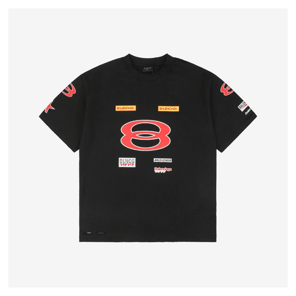 Balenciaga Dual-Ring Logo Multi-Print Washed T-Shirt