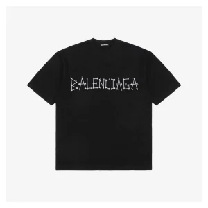 Balenciaga Geometric Number Double-B Flocked T-Shirt