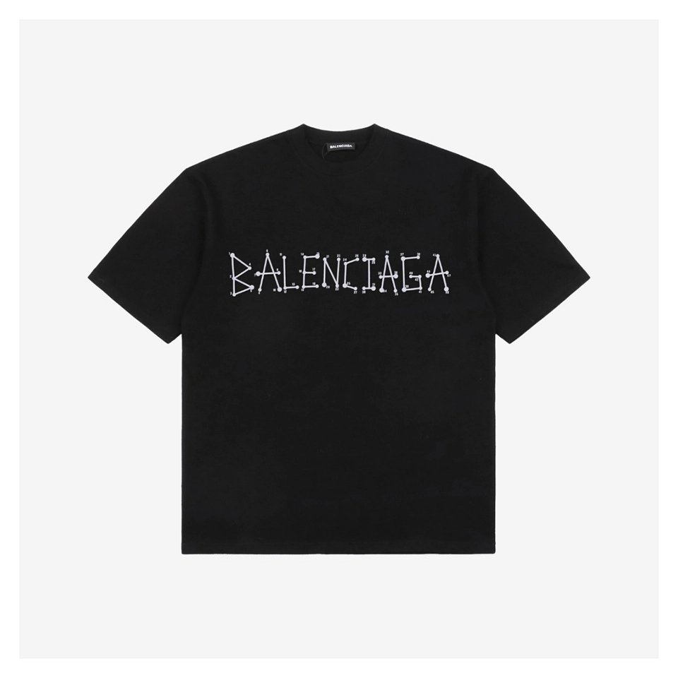 Balenciaga Geometric Number Double-B Flocked T-Shirt