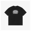 Balenciaga Lock Letter Embroidery Distressed Paint-Splatter T-Shirt