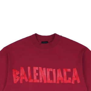 Balenciaga Red Tape Letter Print T-Shirt3.jpeg