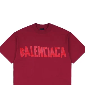 Balenciaga Red Tape Letter Print T-Shirt4.jpeg