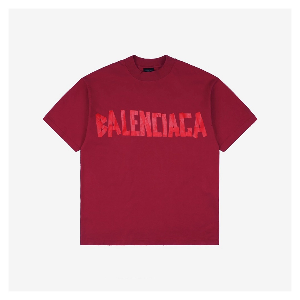 Balenciaga Red Tape Letter Print T-Shirt