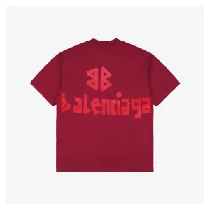 Balenciaga Red Tape Letter Print T-Shirt7.jpeg
