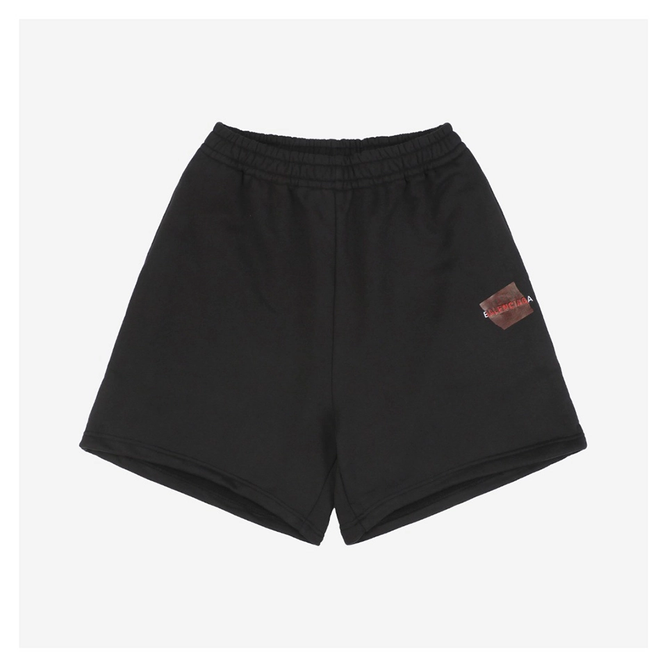 Balenciaga Torn Tape Lettering Embroidered Shorts