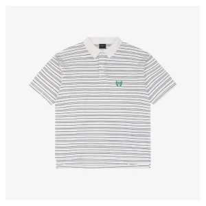 Balenciaga Twin-B Wheat Wreath Striped Polo Shirt