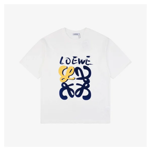 L Graffiti Floral Logo Flocked Paint T-Shirt