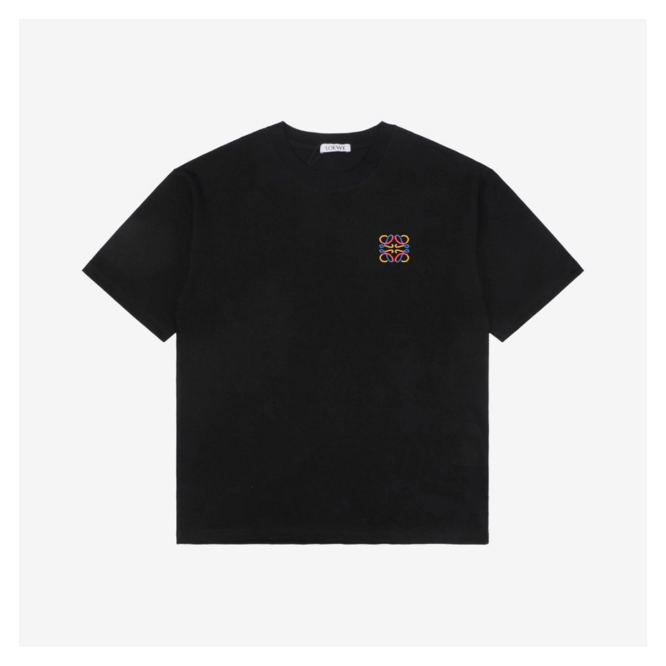 L Three-Color Floral Logo Embroidered T-Shirt
