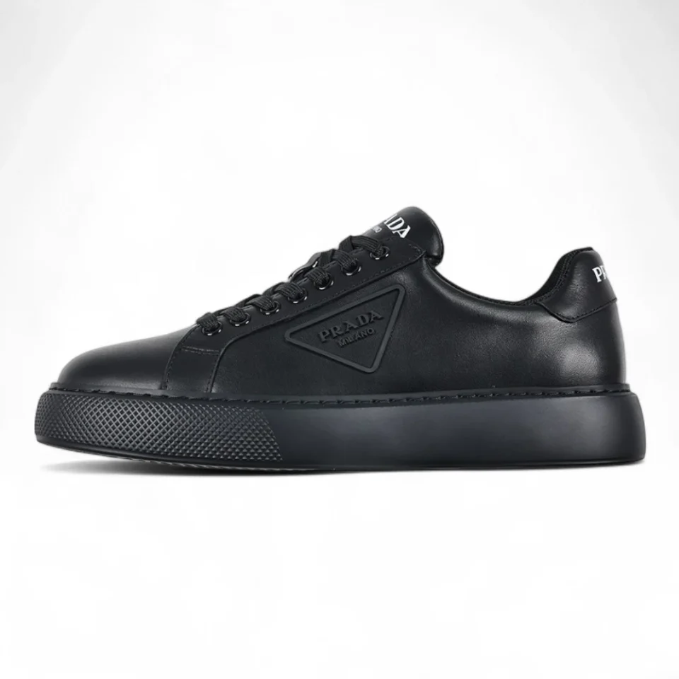 Prada Black Leather Low Top Sneakers
