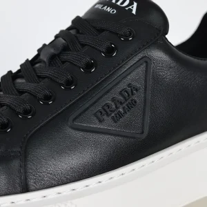 Prada Black Leather Low Top Sneakers with White Sole2.jpeg