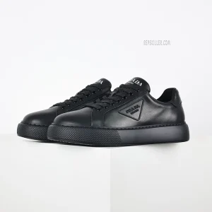 Prada Black Leather Low Top Sneakers
