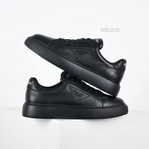 Prada Black Leather Low Top Sneakers