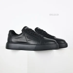 Prada Black Leather Low Top Sneakers