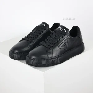 Prada Black Leather Low Top Sneakers
